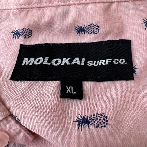 Molokai Surf Aloha Pink Pineapples‎ Cotton Short Sleeve Shirt Mens - Picture 5 of 6